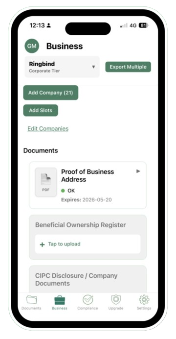 Manage compliance for multiple businesses